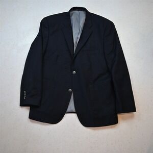 Tasso Elva 42S Navy Blue 100% Wool Flannel Silver Button Blazer Sport Coat